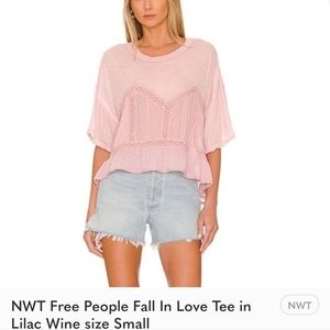 NWT Free People Fall In Love Tee in Lilac Wine size Small